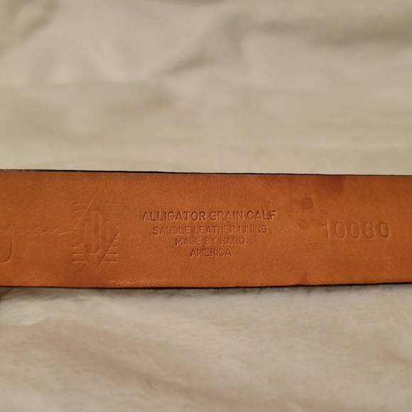 JEFFERSON 2 BUCKLE AMERICAN ALLIGATOR BELT - BLACK Mens - Picture 9 of 10